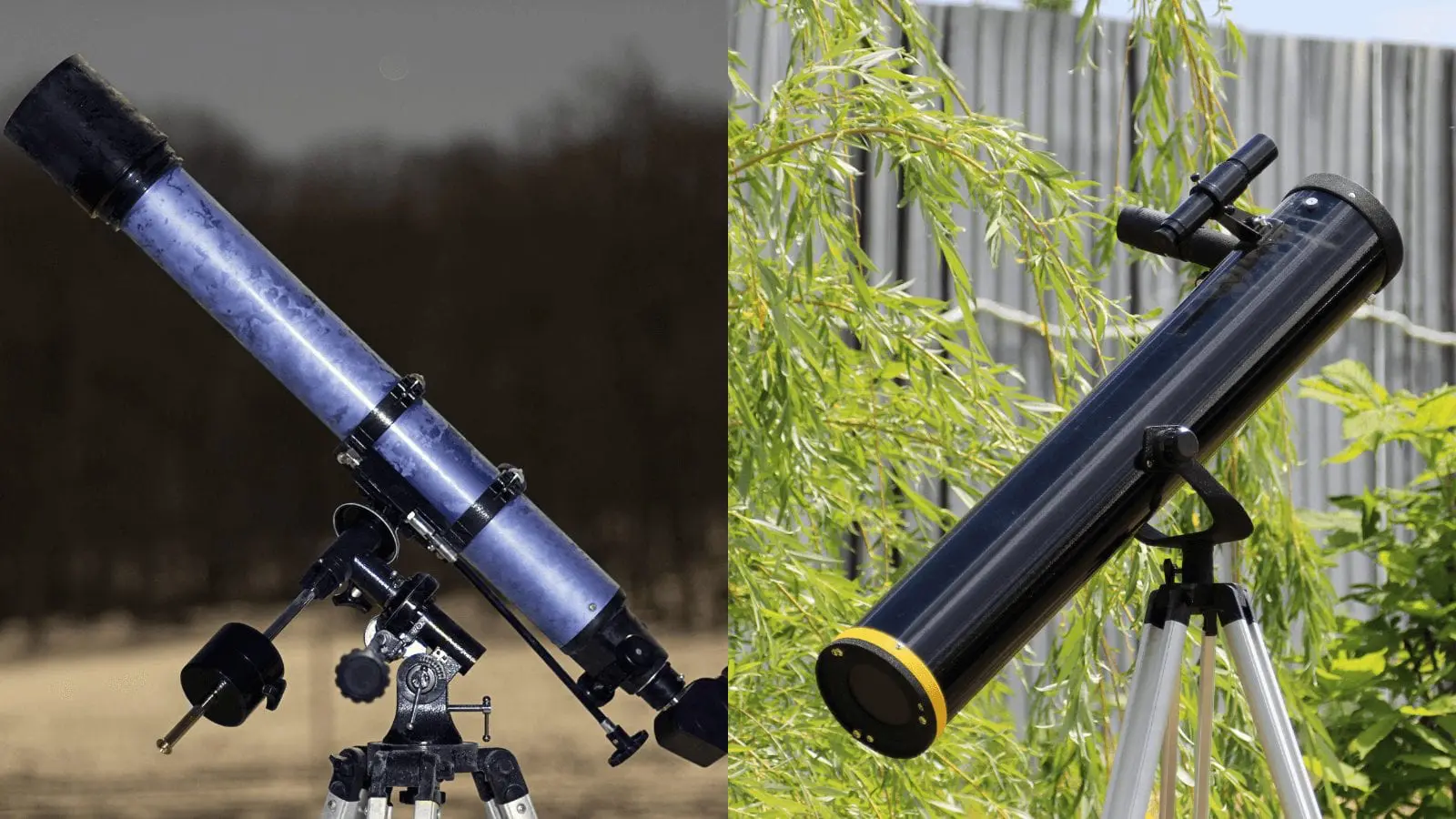 Refractor Telescope next to Reflector Telescope